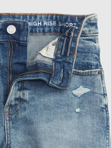 Modré dievčenské šortky GAP Teen rifľové high rise stretch