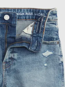 Modré dievčenské šortky GAP Teen rifľové high rise stretch