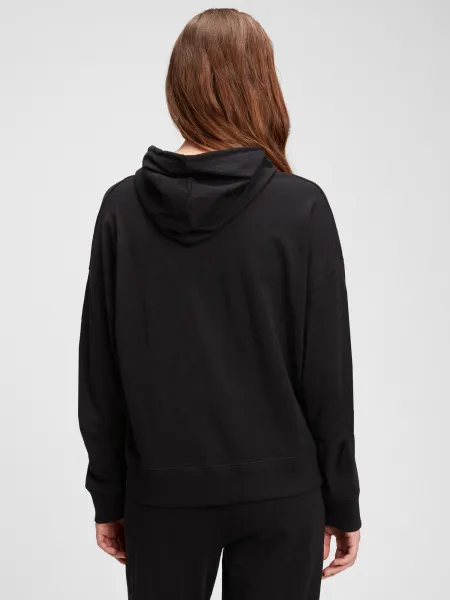 Černý dámský pyžamový top slub jersey hoodie GAP