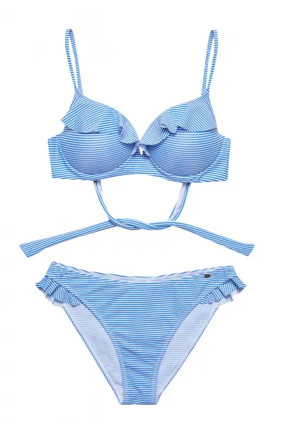 Modré bikiny s volánikmi