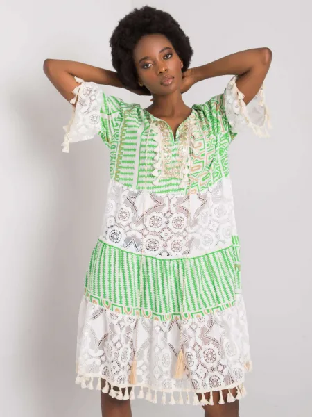 Dress-DHJ-SK-13567.41P-white-green