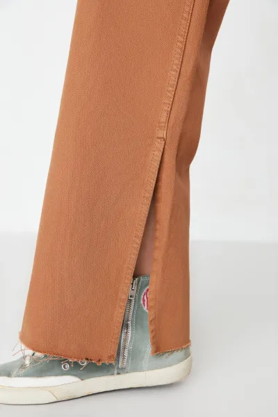 Trendyol Camel Slit Vysoký pás Široké nohavice Nohavice