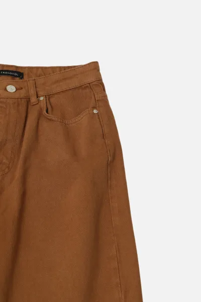 Trendyol Camel Slit Vysoký pás Široké nohavice Nohavice