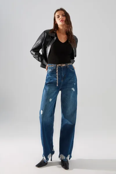 Trendyol Jeans - modrá - široká noha
