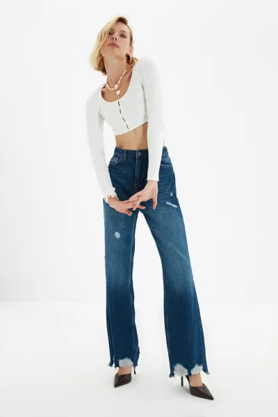 Trendyol Jeans - modrá - široká noha