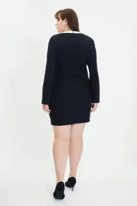 Trendyol Black gombíky detailne tkané šaty
