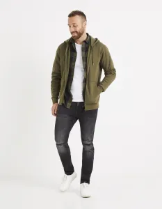Kaki pánska mikina s kapucňou Celio
