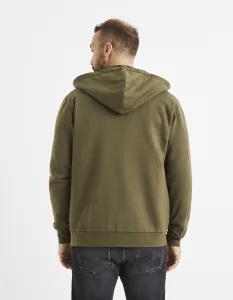 Kaki pánska mikina s kapucňou Celio