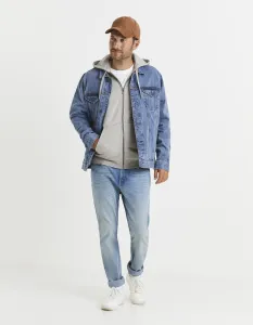 Svetlošedá basic mikina s kapucou Celio Vethree