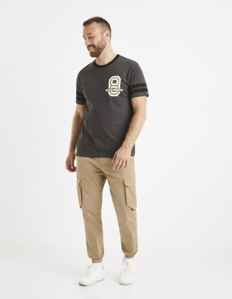 Tmavošedé pánske tričko s potlačou Celio