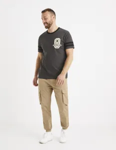 Tmavošedé pánske tričko s potlačou Celio