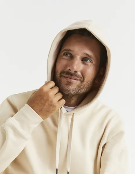 Béžová pánsky basic mikina s kapucou Celio