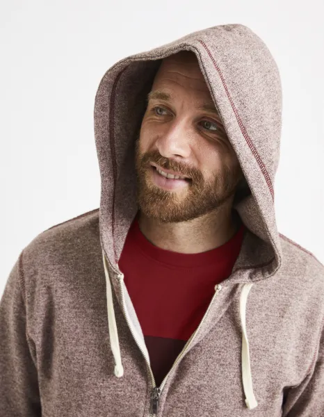 Vínová pánska mikina s kapucňou Celio