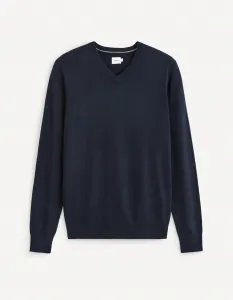 Tmavomodrý basic sveter Celio Sebase