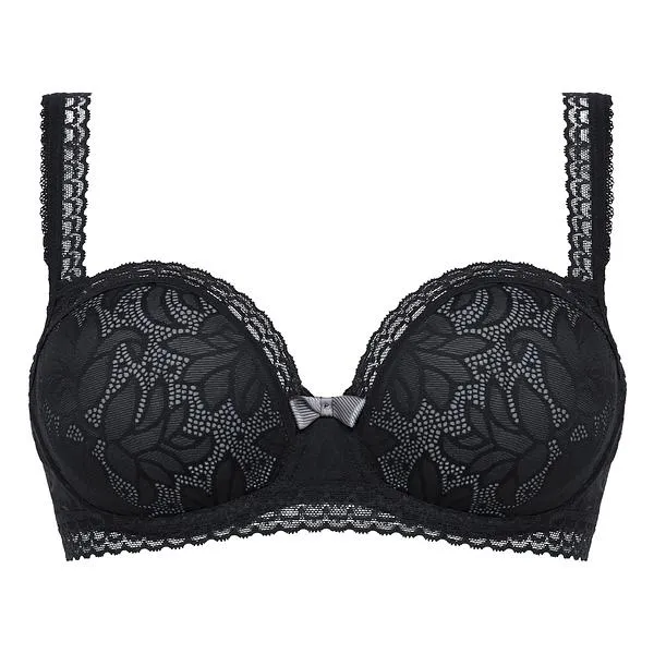 PLAYTEX UNDERWIRE BALCONNETTE BRA - Dámska čipkovaná podprsenka s kosticami (balkonetka) - čierna