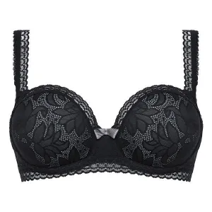 PLAYTEX UNDERWIRE BALCONNETTE BRA - Dámska čipkovaná podprsenka s kosticami (balkonetka) - čierna