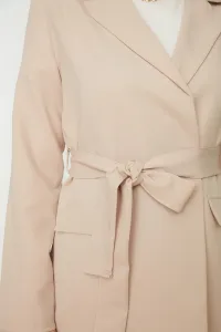 Trendyol Beige Belted Pocket Detailed Blazer Woven Jacket