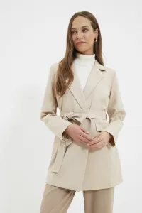 Trendyol Beige Belted Pocket Detailed Blazer Woven Jacket