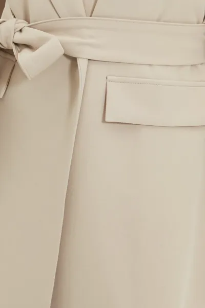 Trendyol Beige Belted Pocket Detailed Blazer Woven Jacket