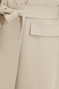 Trendyol Beige Belted Pocket Detailed Blazer Woven Jacket