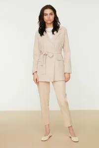 Trendyol Beige Belted Pocket Detailed Blazer Woven Jacket