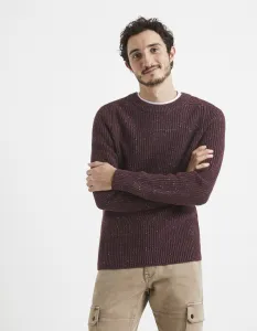 Vínový pánsky žíhaný sveter Celio