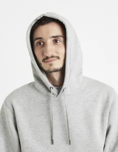 Šedá pánska basic mikina s kapucou Celio