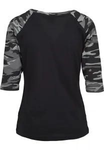 Women's 3/4 Contrast Raglan T-Shirt Black/Dark Camo