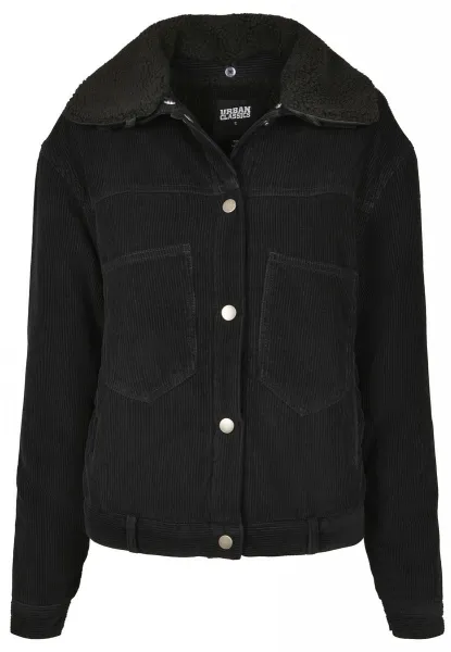 Dámska oversized Corduroy Sherpa Bunda čierna/čierna