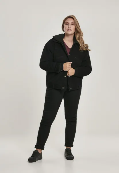 Dámska oversized Corduroy Sherpa Bunda čierna/čierna