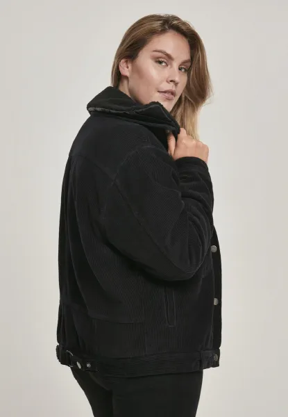 Dámska oversized Corduroy Sherpa Bunda čierna/čierna