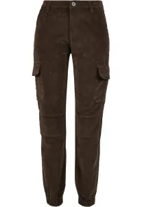 Women's high-waisted corduroy trousers - dark olive