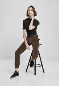 Women's high-waisted corduroy trousers - dark olive