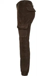 Women's high-waisted corduroy trousers - dark olive