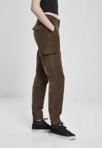 Women's high-waisted corduroy trousers - dark olive