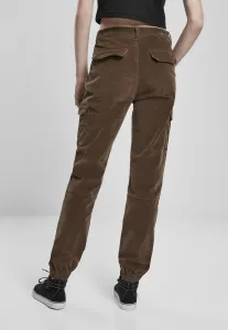 Women's high-waisted corduroy trousers - dark olive