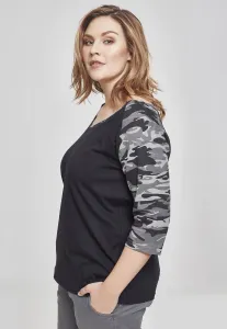 Women's 3/4 Contrast Raglan T-Shirt Black/Dark Camo