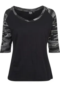 Women's 3/4 Contrast Raglan T-Shirt Black/Dark Camo
