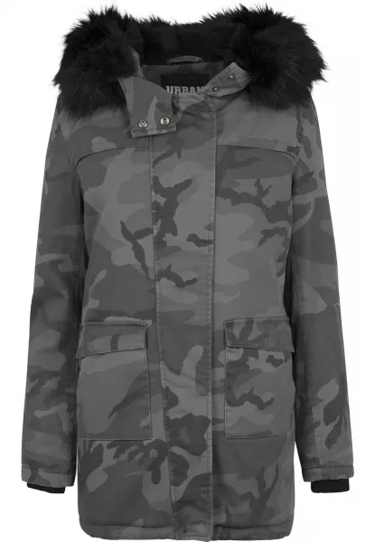 Dámy Overdyed Camo Parka tmavá kamufláž