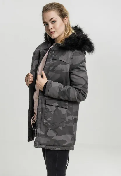 Dámy Overdyed Camo Parka tmavá kamufláž
