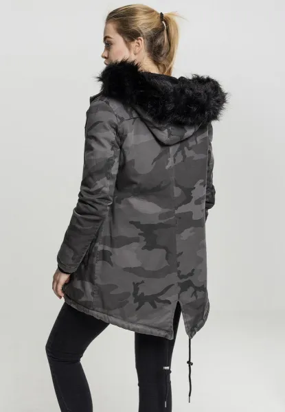 Dámy Overdyed Camo Parka tmavá kamufláž