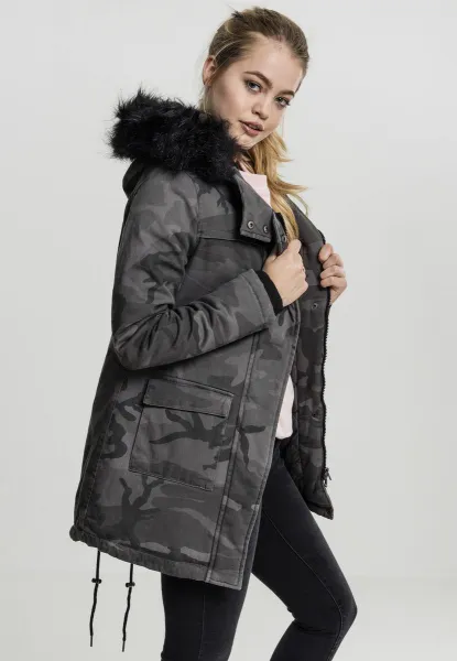 Dámy Overdyed Camo Parka tmavá kamufláž