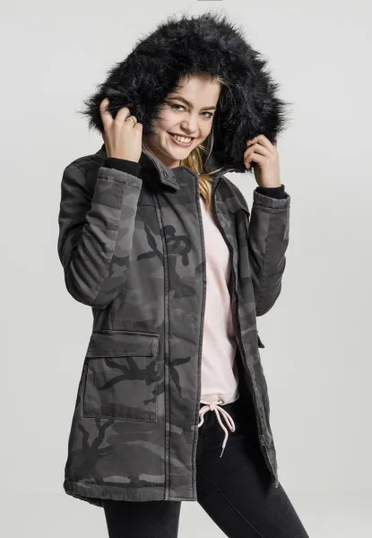 Dámy Overdyed Camo Parka tmavá kamufláž