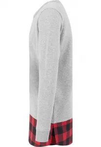 Dlhý flanell spodný otvorený okraj Crewneck šedá/bloková/červená
