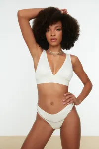 Trendyol Ecru Bikini Bottoms With Beads Accessory Textured Regular Leg