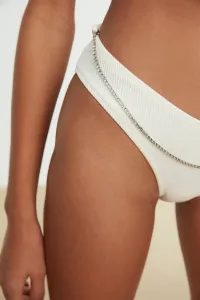 Trendyol Ecru Bikini Bottoms With Beads Accessory Textured Regular Leg