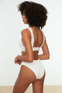 Trendyol Ecru Bikini Bottoms With Beads Accessory Textured Regular Leg
