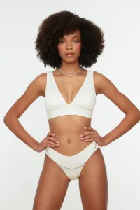 Trendyol Ecru Bikini Bottoms With Beads Accessory Textured Regular Leg