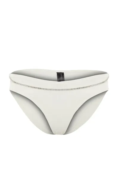 Trendyol Ecru Bikini Bottoms With Beads Accessory Textured Regular Leg
