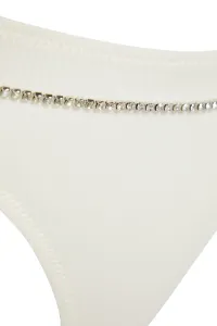 Trendyol Ecru Bikini Bottoms With Beads Accessory Textured Regular Leg